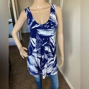 Navy and White Women's Top
